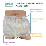 Leak Master Deluxe Adult Plastic Pants - Size Small Only - White - Clearance