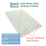 LeakMaster Adult Prefold Cloth Diapers - Birdseye