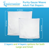 LeakMaster "Purity" Adult Gauze Weave Flat Cloth Diapers